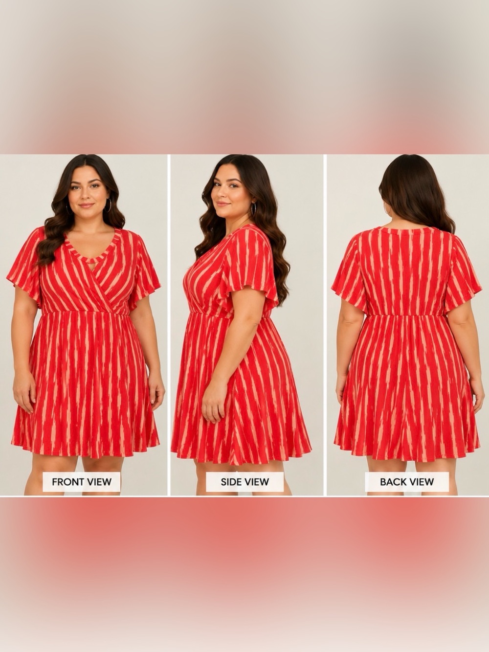 torrid Red & White Striped Faux-Wrap Midi Dress